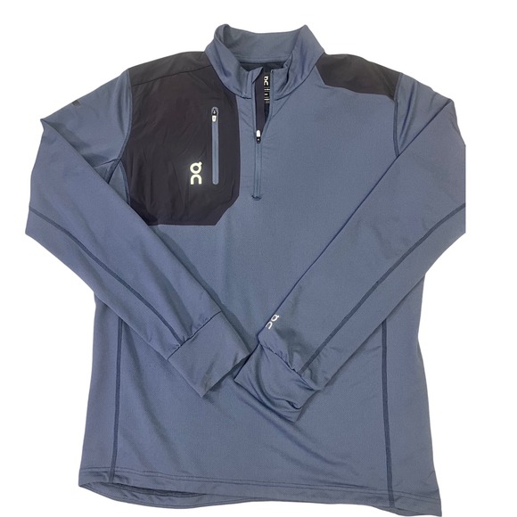 ON Running Clima Shirt Mens XL Blue Long Sleeve Half Zip Pullover Athletic Top - Picture 1 of 12
